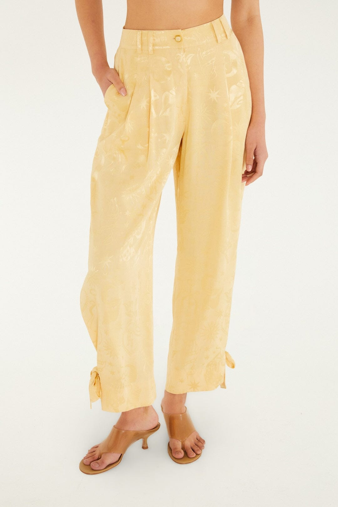 Beige Hem Ties Pockets Pants | FARM Rio | FarmRio (US)