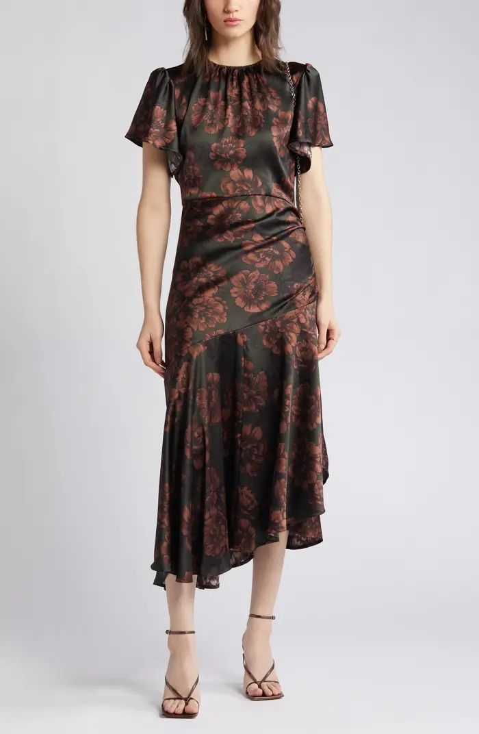 Flutter Sleeve Asymmetric Hem Dress | Nordstrom
