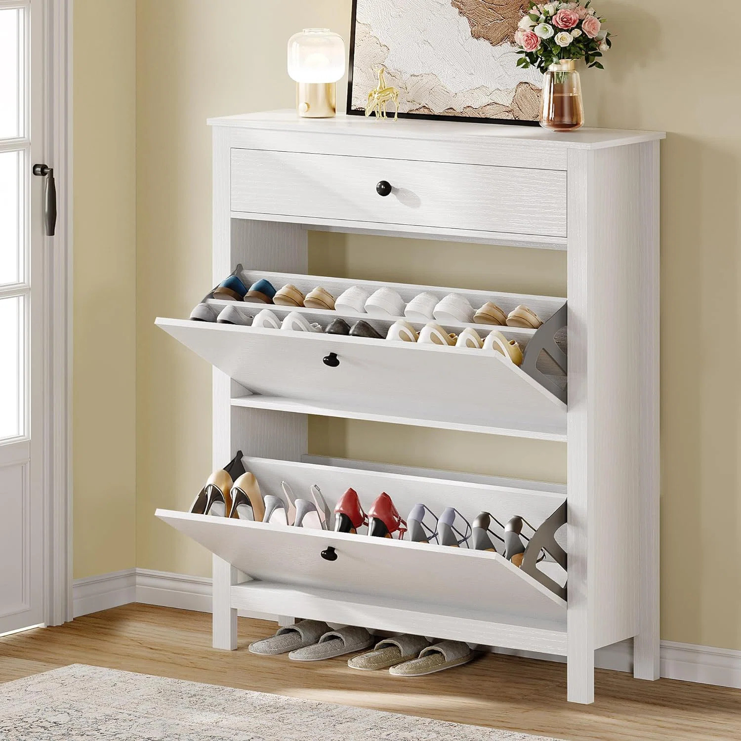 16 Pair Shoe Storage Cabinet with Drawer | Wayfair North America