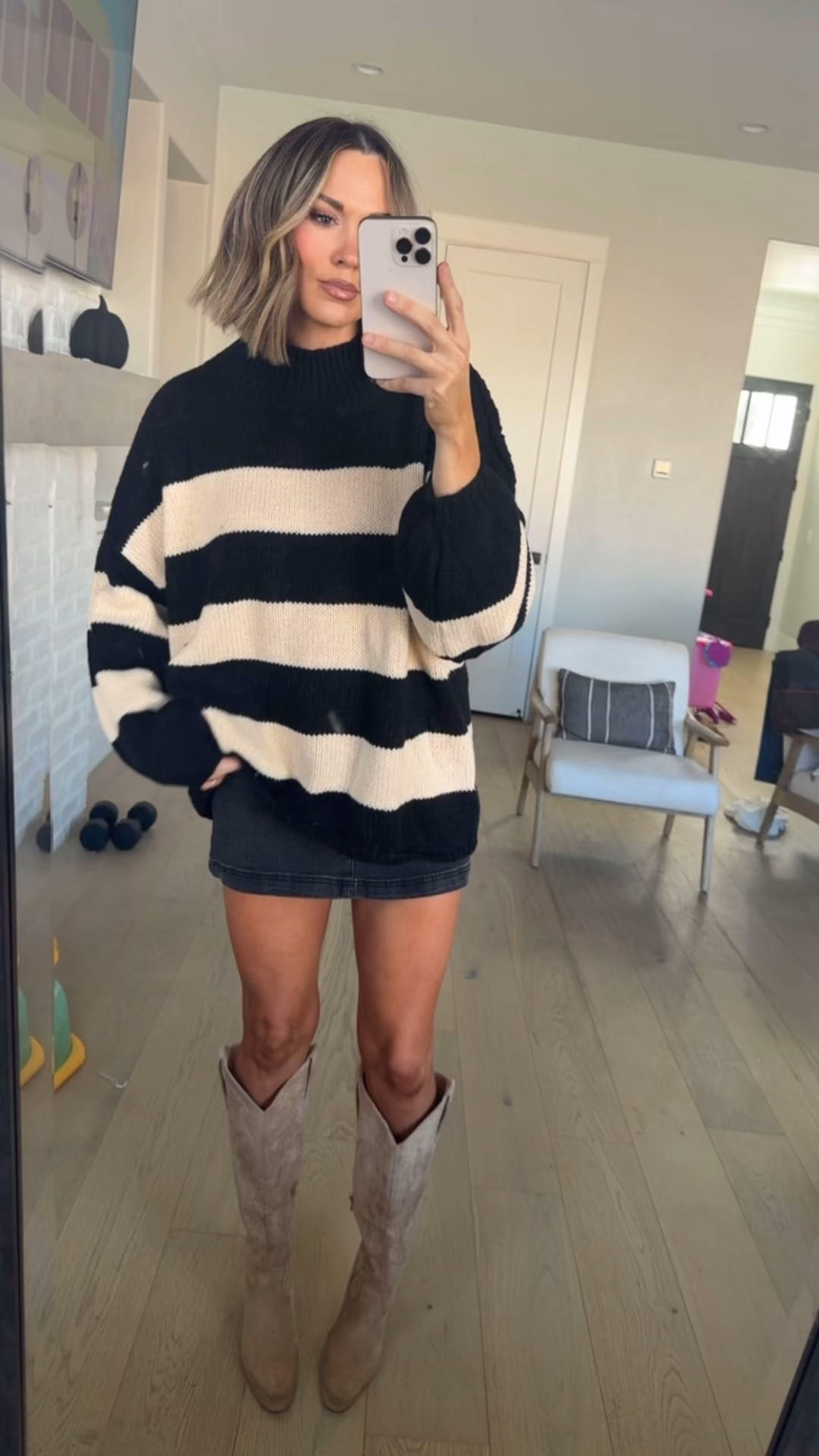 Sweater on sale for Black Friday wearing a large 
Skirt size medium

#LTKSaleAlert #LTKOver40 #LTKCyberWeek