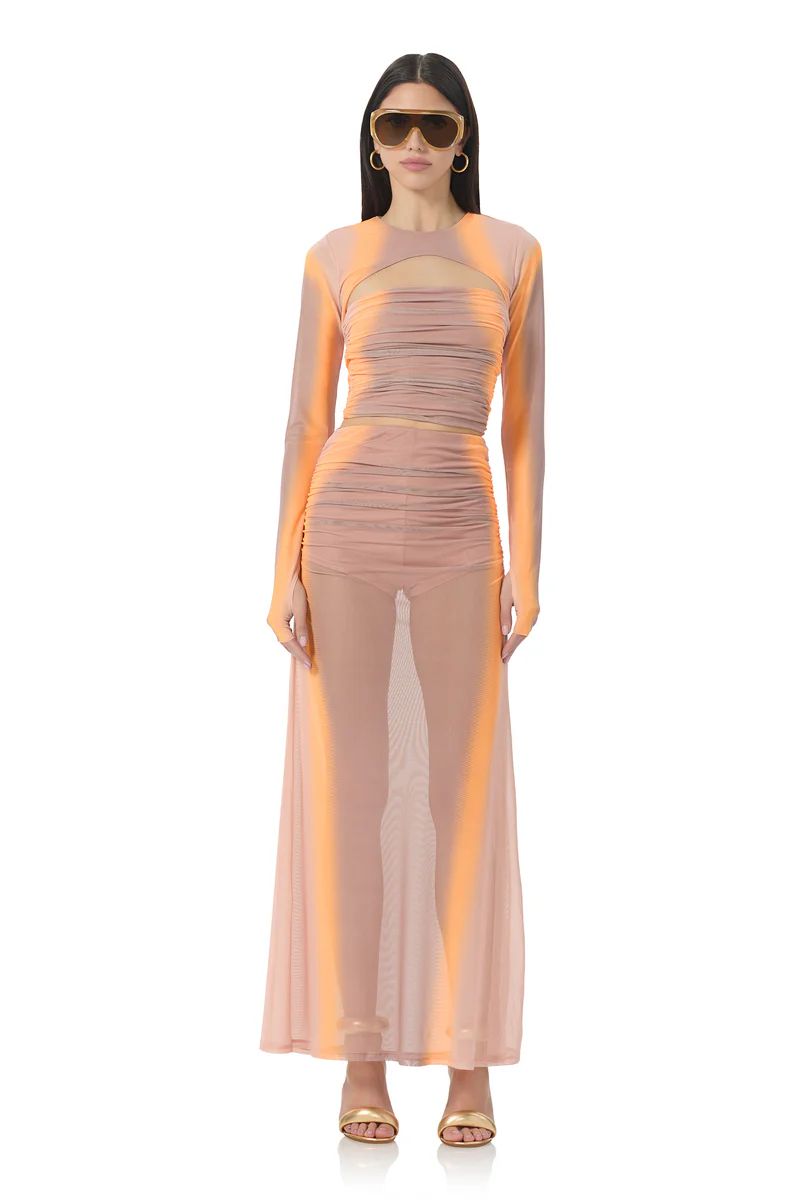 Anika Maxi Skirt - Orange Linear | ShopAFRM