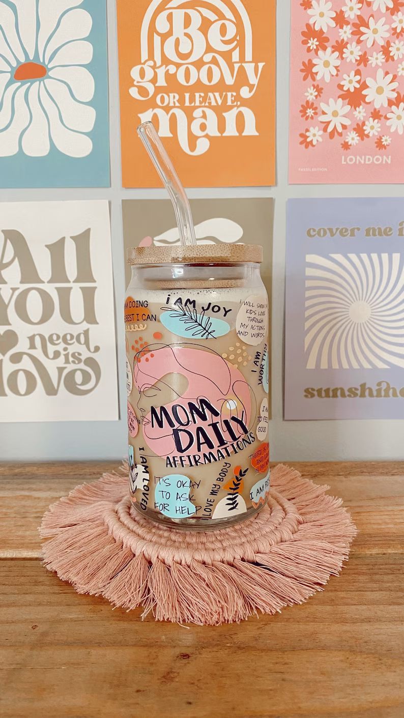 Mom Daily Affirmations Beer Can Glass | Mothers Day Gift | Present For Her | Reminders for Mom | Etsy (US)