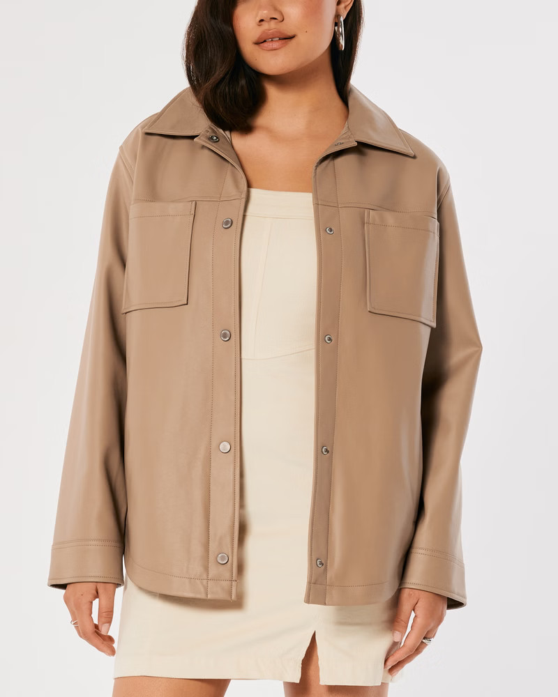 Women's Faux Leather Shirt Jacket | Women's Clearance | HollisterCo.com | Hollister (US)