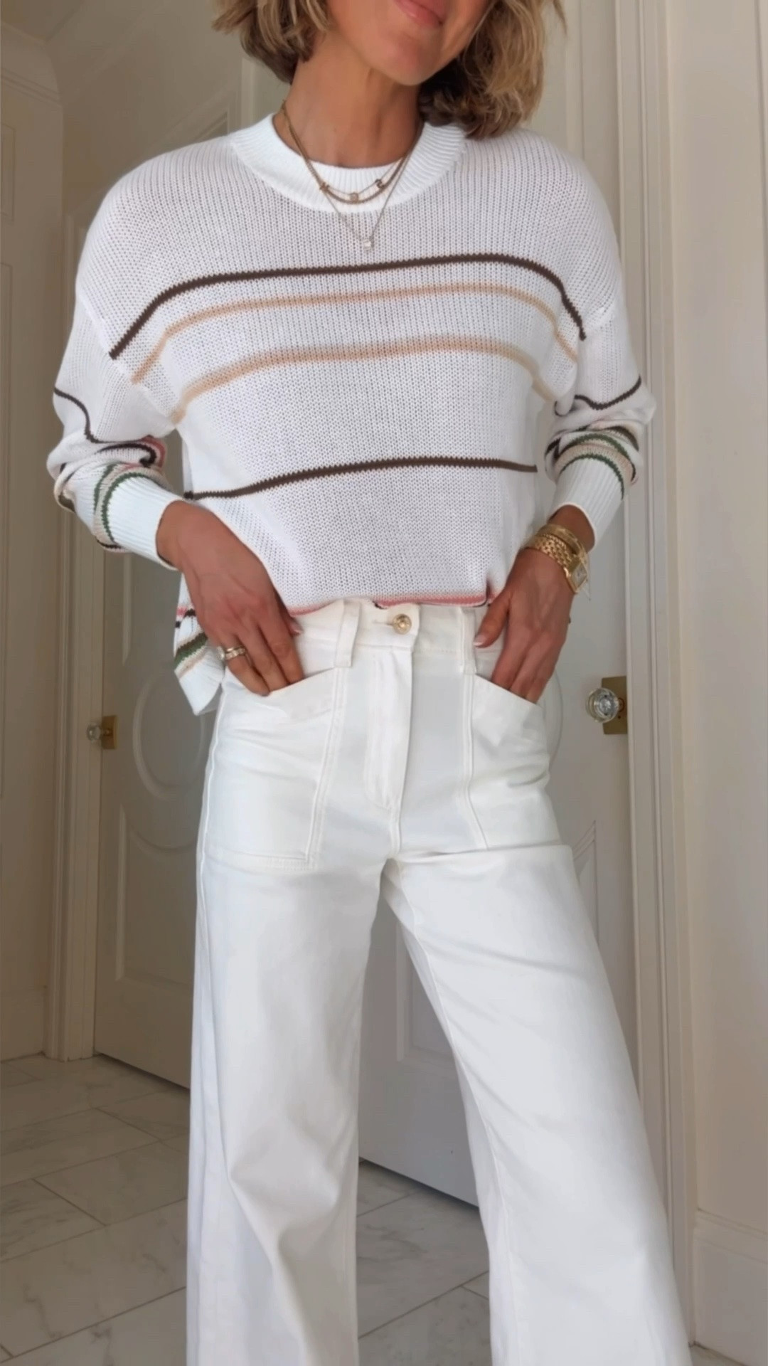 White denim outfit.