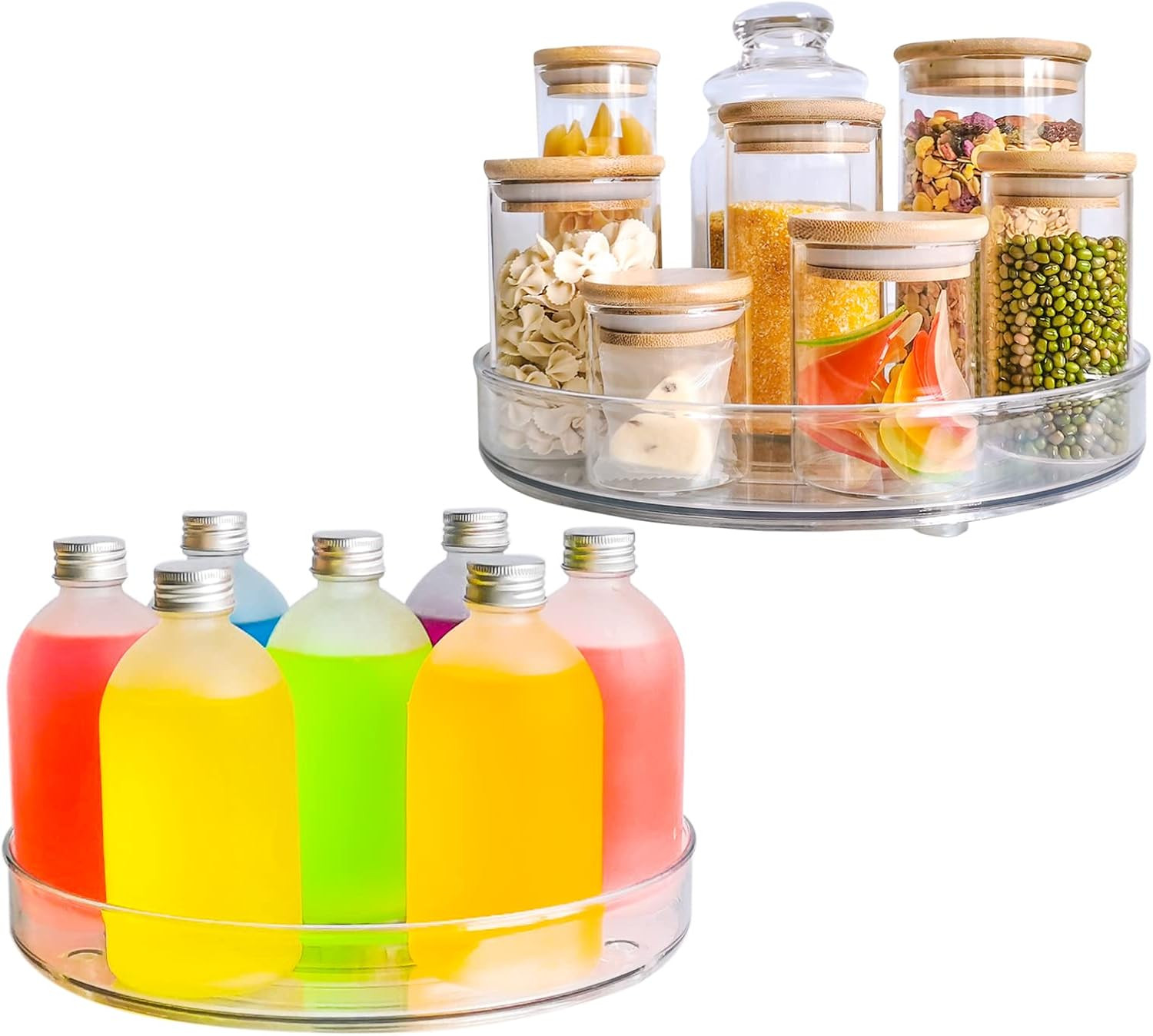 Roninkier Clear Lazy-Susan Turntable Cabinet-Organizer – 2-Pack 11-Inch Lazy Susan Spice-Rack S... | Amazon (US)