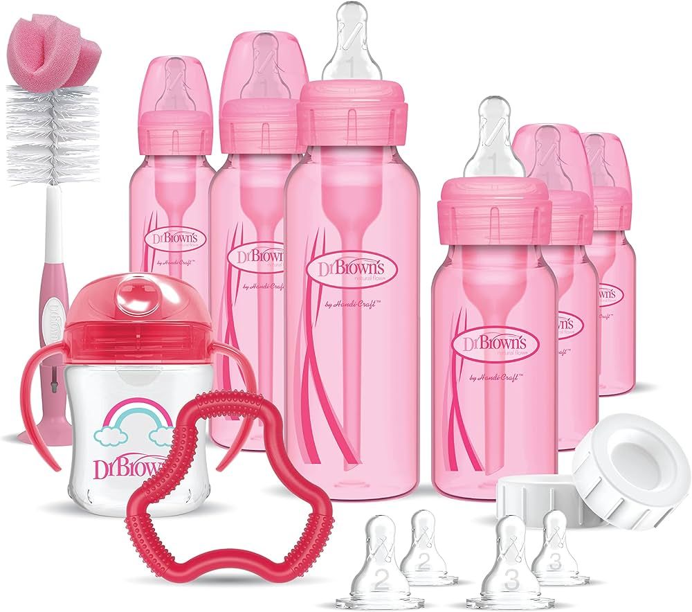 Dr. Brown's Natural Flow Anti-Colic Options+ Special Edition Pink Baby Bottle Gift Set with Soft ... | Amazon (US)