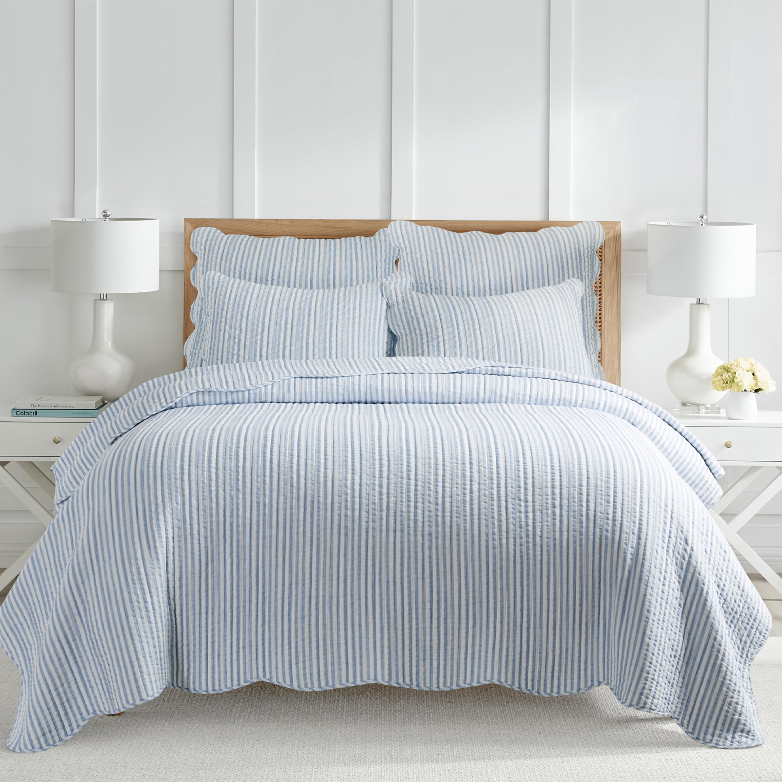Levtex Home - Martha Stripe Quilt Set - Full/Queen Quilt and Two Standard Shams - Stripe - Blue W... | Amazon (US)
