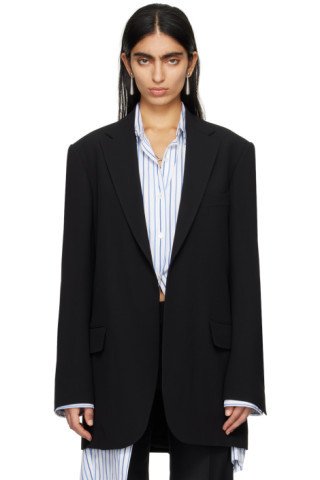 Black Open Front Blazer | SSENSE