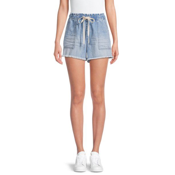 No Boundaries Juniors' Super High Rise Tie Front Shorts | Walmart (US)