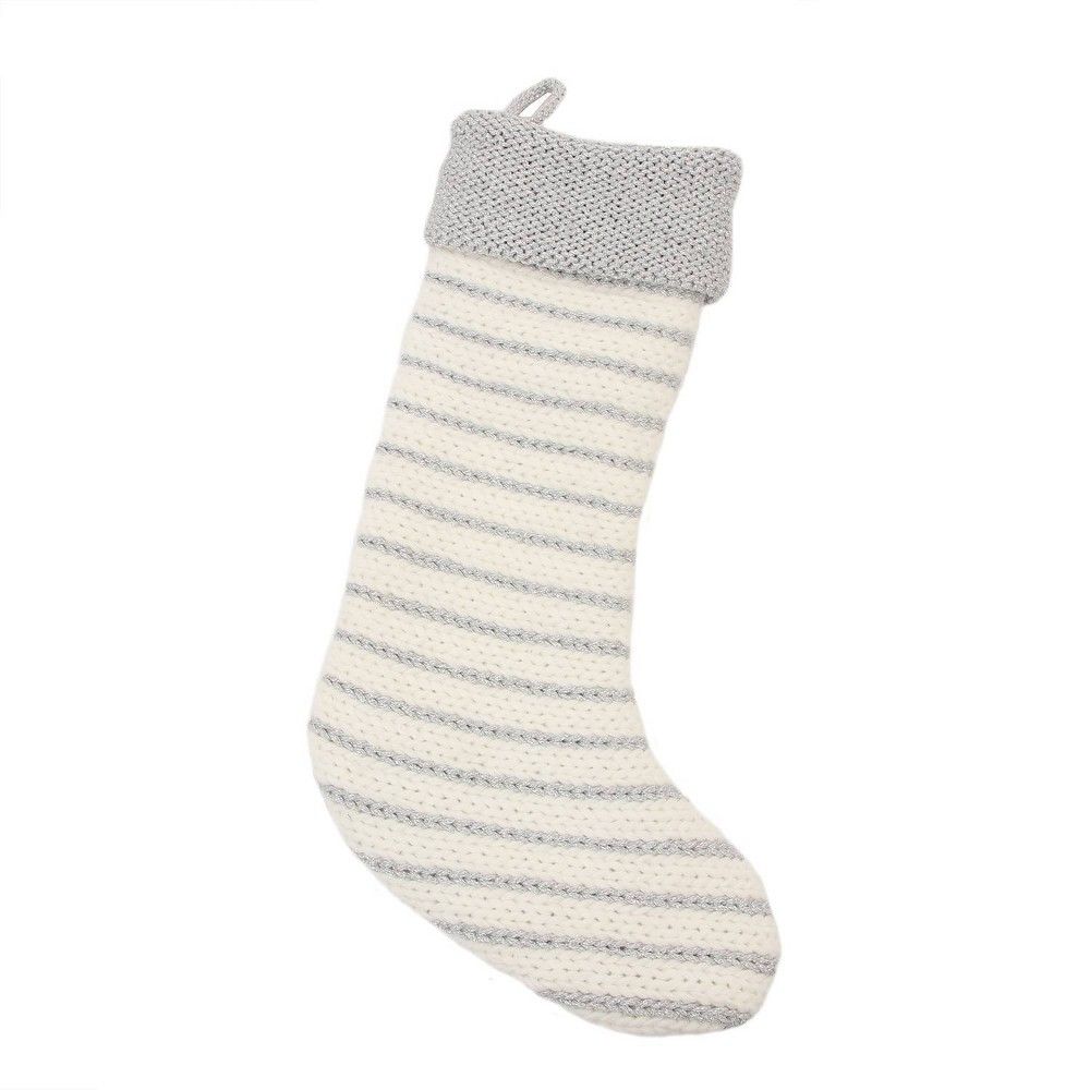 Chunky Knit Christmas Stocking White/Silver - Wondershop | Target