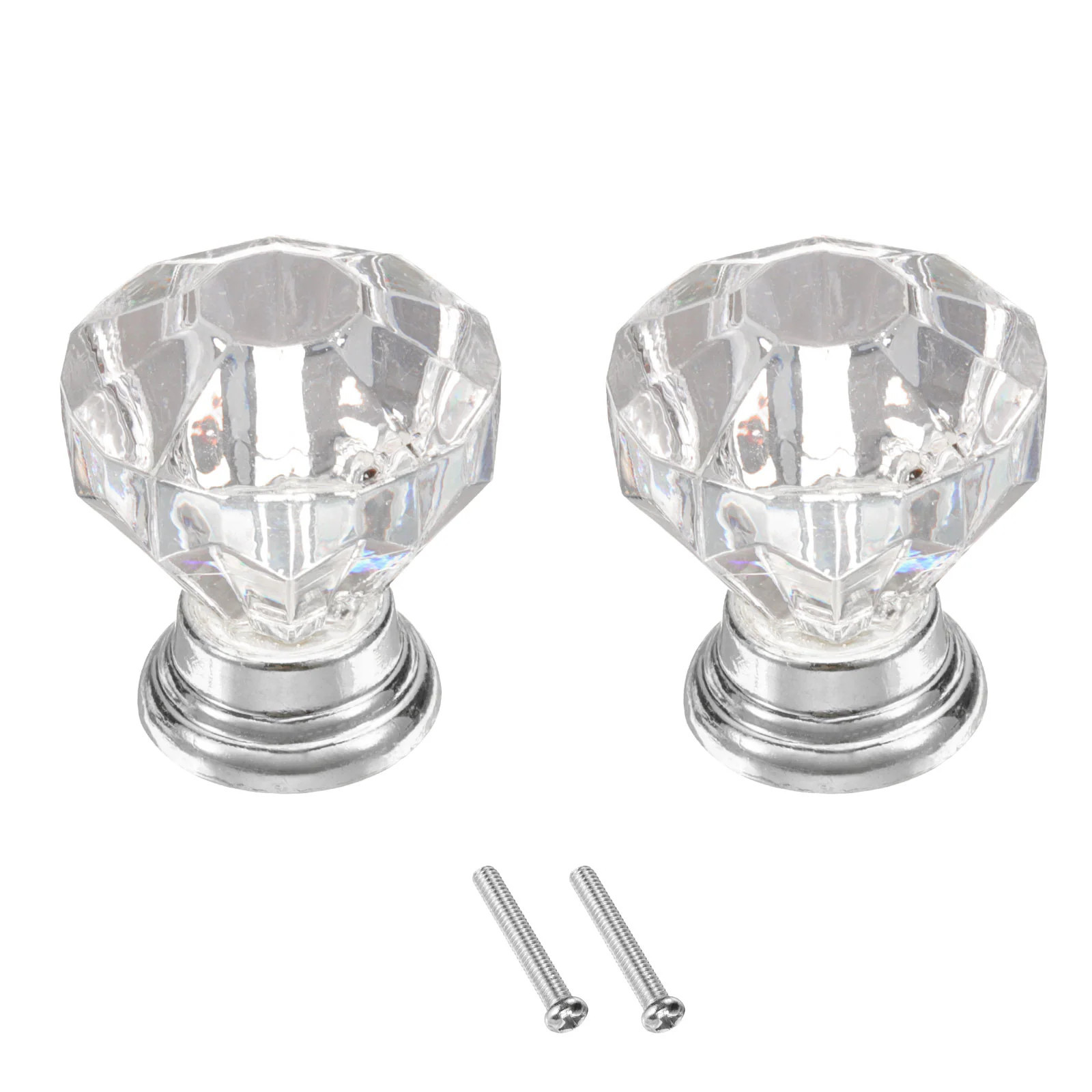 Unique Bargains Crystal Cabinet Drawer Knobs 25mm Dresser Pulls Knobs 2 Pcs Clear/Silver one_size | S25093002UX0936 | Lowe's