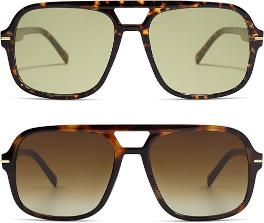 Retro Trendy Square Aviator Sunglasses Womens Mens 70s Classic Vintage Oversized Sun Glasses AR82... | Amazon (US)