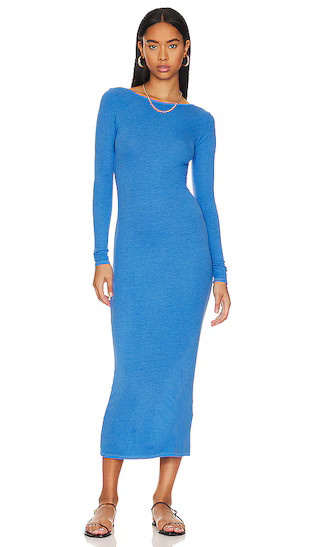 Knit Long Sleeve Scoopback Dress in Tranquil Blue | Revolve Clothing (Global)