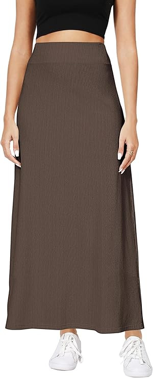 Urban CoCo Elastic Waist A-Line Long Maxi Skirt Below Knee for Women Fall Winter | Amazon (US)