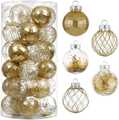 30ct Christmas Ball Ornaments-60mm/2.36" Shatterproof Clear Plastic Xmas Balls Baubles Set with S... | Amazon (US)
