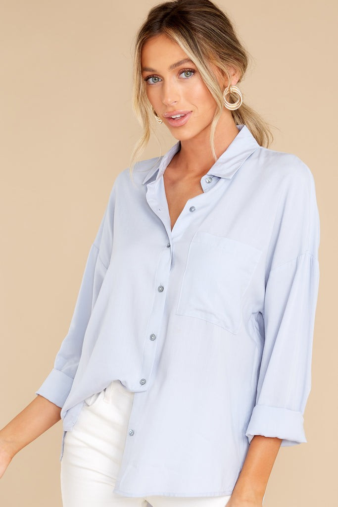 Always Improving Pastel Blue Top | Red Dress 