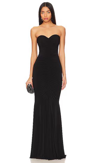 Strapless Shirred Front Fishtail Gown in Black | Revolve Clothing (Global)