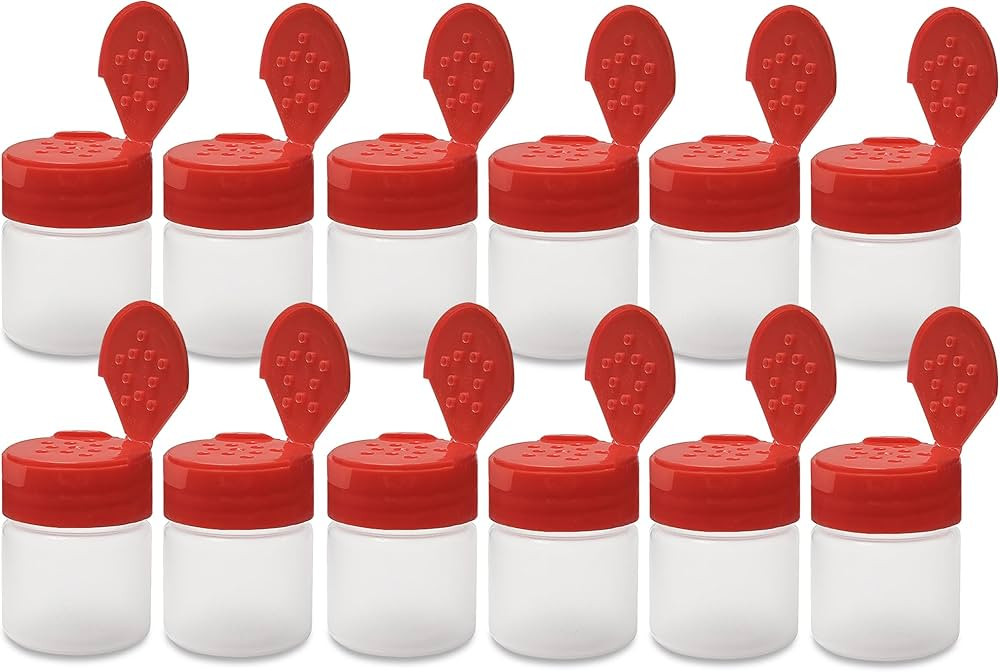 ljdeals 1 oz Plastic Spice Jars with Red Flip & Sift Caps – 12 Pack Empty Spice Bottles for Her... | Amazon (US)