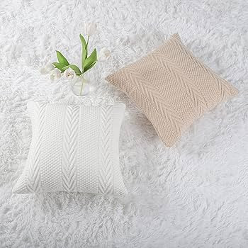 MANDIOO Cotton Knitted Decorative Lumbar Throw Pillow Covers Soft Cozy Outdoor Cushion Cases Luxu... | Amazon (US)