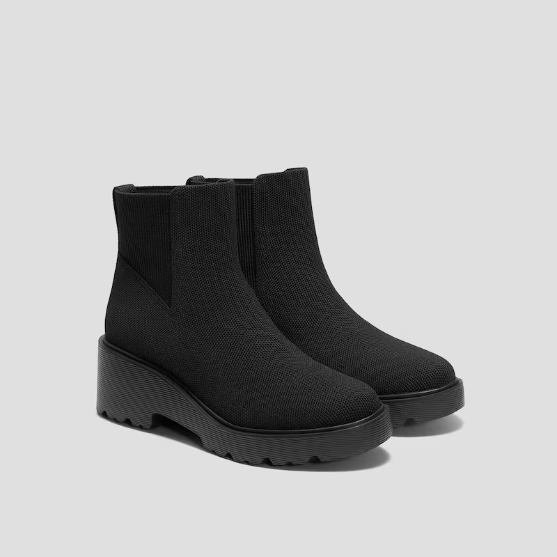 Round-Toe Platform Chunky Wedge Boots (Everly) | VIVAIA