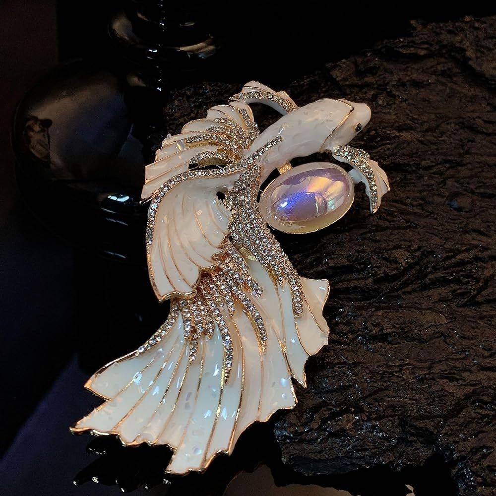 Mermaid Brooch Enamel Drip Glaze 14k Gold Plated High Luxury French Vintage Animal Design Style | Amazon (US)