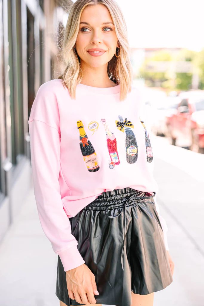 Poppin' Bottles Pink Embellished Sweatshirt | The Mint Julep Boutique