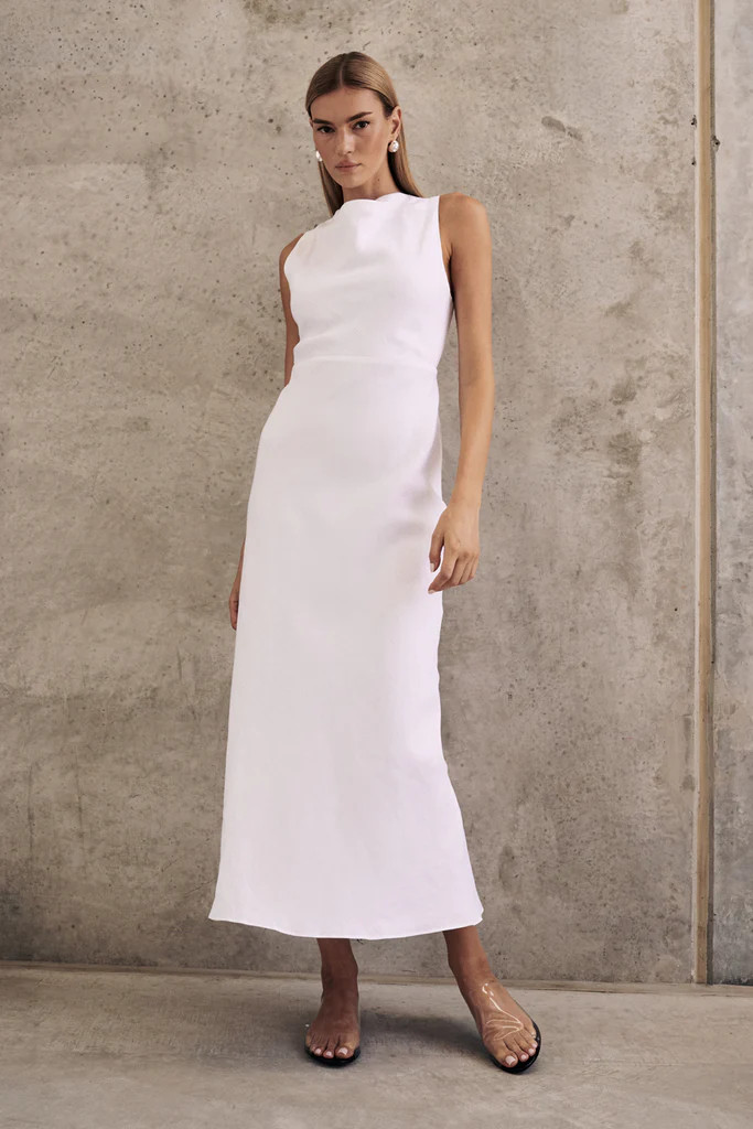 HARMONY WHITE LINEN MAXI DRESS | DISSH