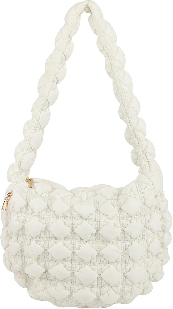 Quilted Puffer Tote Bag for Women, Puffy Crossbody Bags for Women Trendy Lightweight Hobo Bag Paddin | Amazon (US)