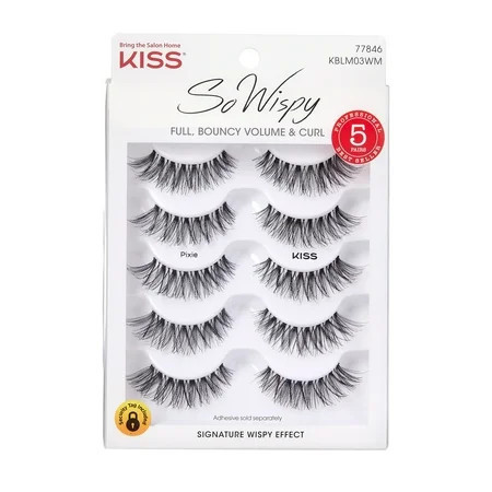 Kiss So Wispy False Eyelashes Multipack Style Pixie 5 Pairs Strip Lashes | Walmart (US)
