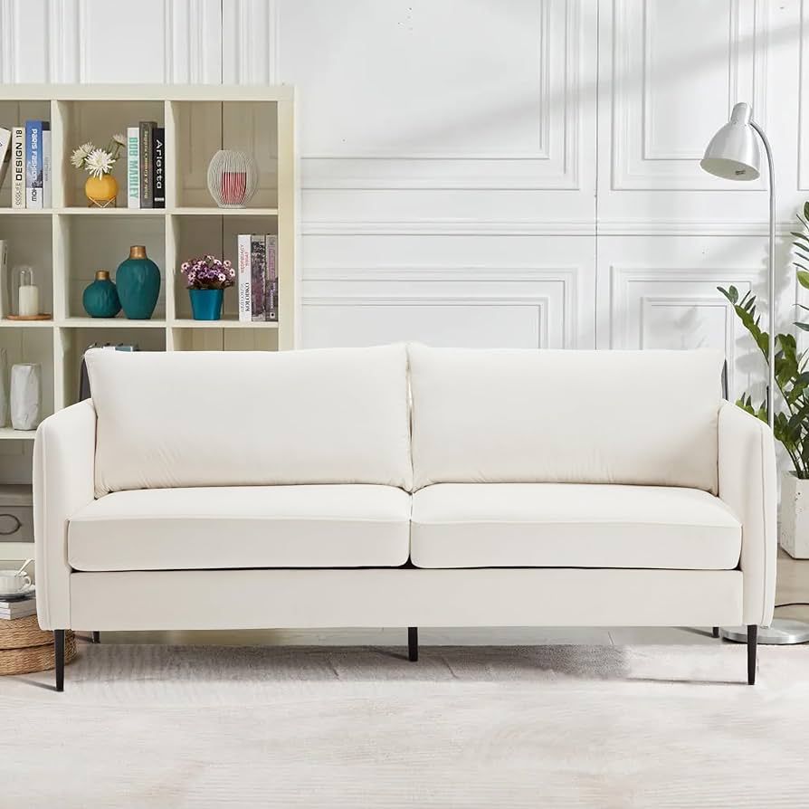 CDBBIB 85" Velvet Upholstered Sofa,Mid Century Modern Loveseat for Living Room.High-Density Foam ... | Amazon (US)