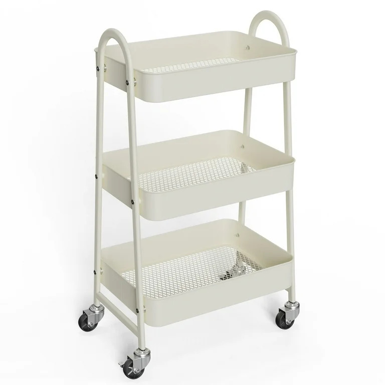 edx 3 Tier Rolling Cart, Metal Utility Cart Storage Organizer with Lockable Casters, Multi-Functi... | Walmart (US)