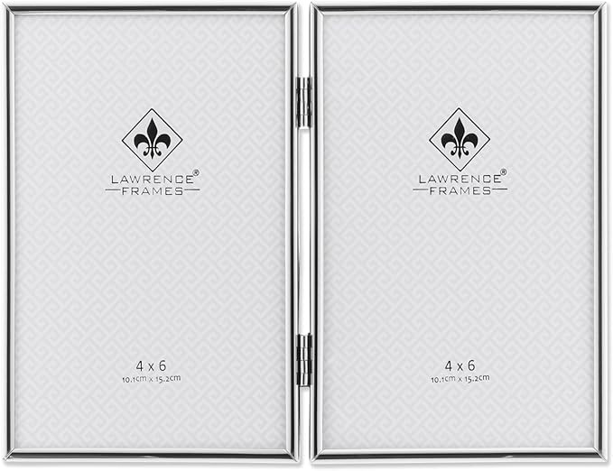 Lawrence Frames Hinged Double Simply Metal Picture Frame, 4 by 6-Inch, Silver | Amazon (US)