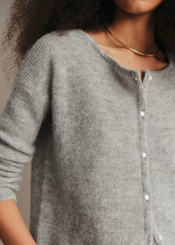 Gaspard Cardigan - Mottled Grey  - Super kid mohair - S\u00e9zane | Sezane Paris - US