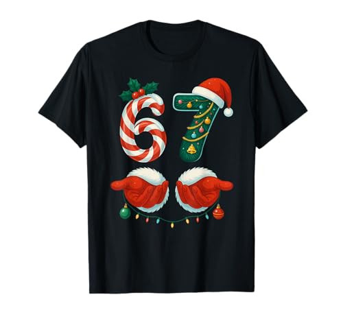 67 Christmas 6 7 Meme Pajamas Holiday Gen Alpha Slang T-Shirt | Amazon (US)