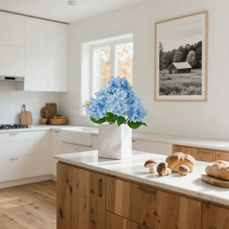 Mainstays Indoor 19.5" Artificial Polyester Hydrangea Bush, Blue Color. | Walmart (US)