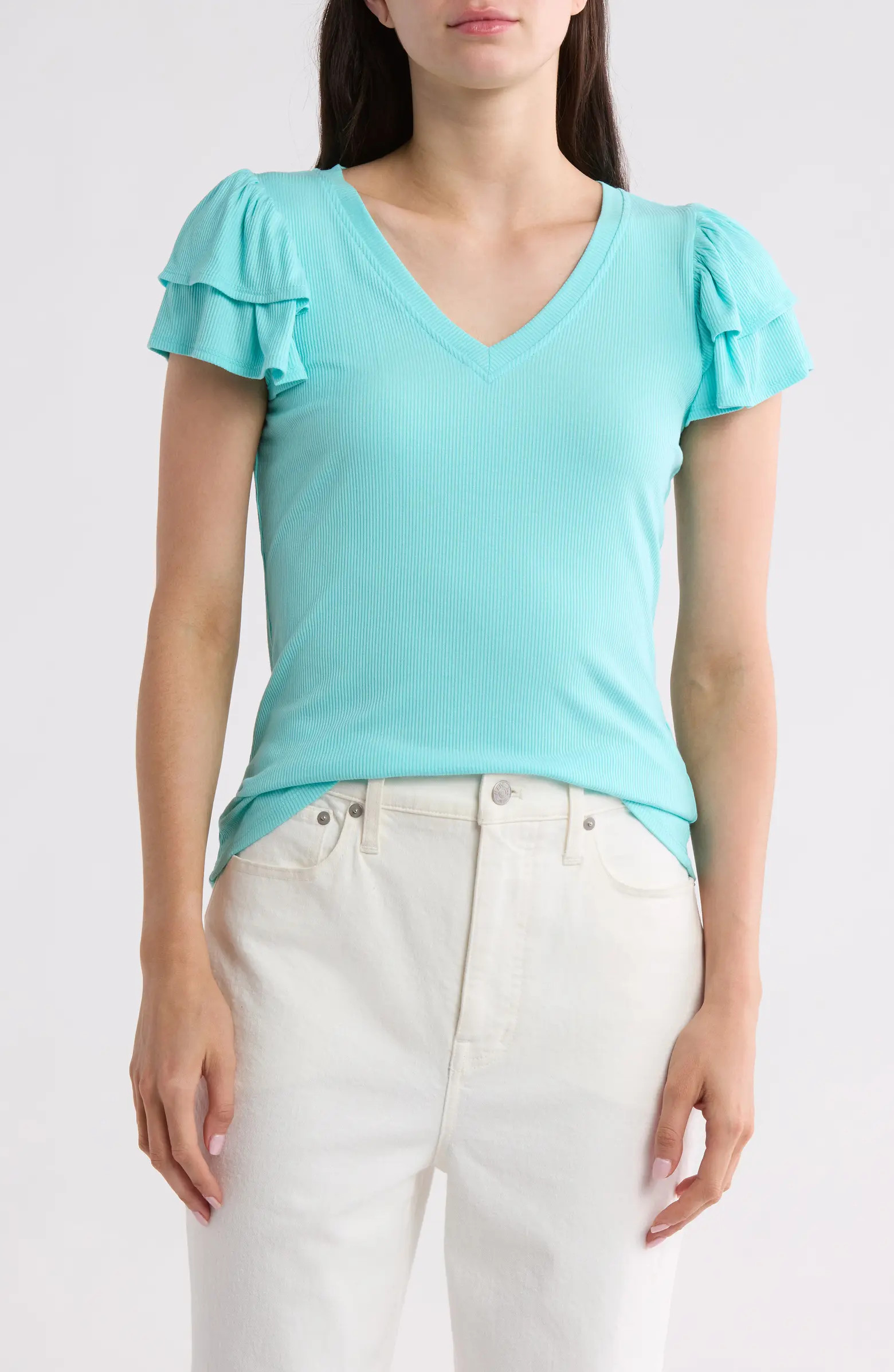 Flutter Sleeve Rib Top | Nordstrom Rack
