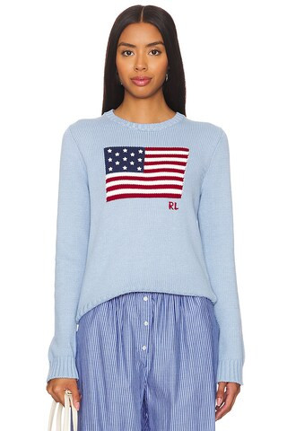 Polo Ralph Lauren Flag Long Sleeve Pullover in Chambray from Revolve.com | Revolve Clothing (Global)