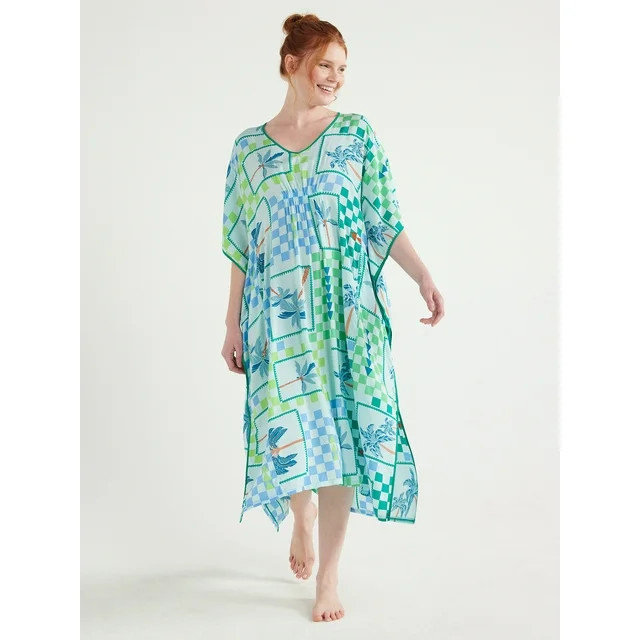 Joyspun Women's Woven Print Sleep Caftan, Sizes S to 4X - Walmart.com | Walmart (US)