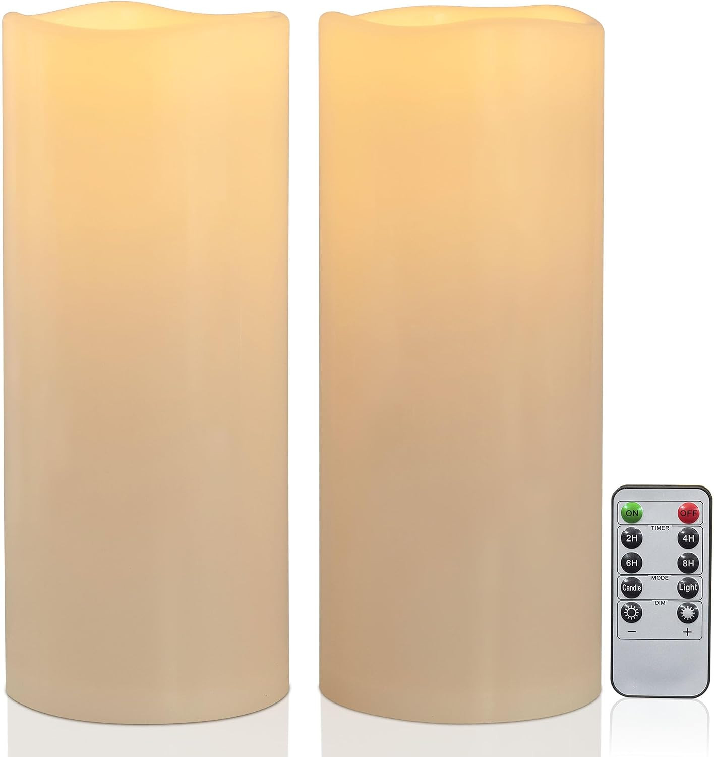 12" x 5" Waterproof Extra Large Outdoor Flameless Candles Battery Operated LED Flickering Pillar Candles with Remote for Indoor Outdoor Lanterns, Long Lasting, Ivory White Large, Set of 2 | Amazon (US)