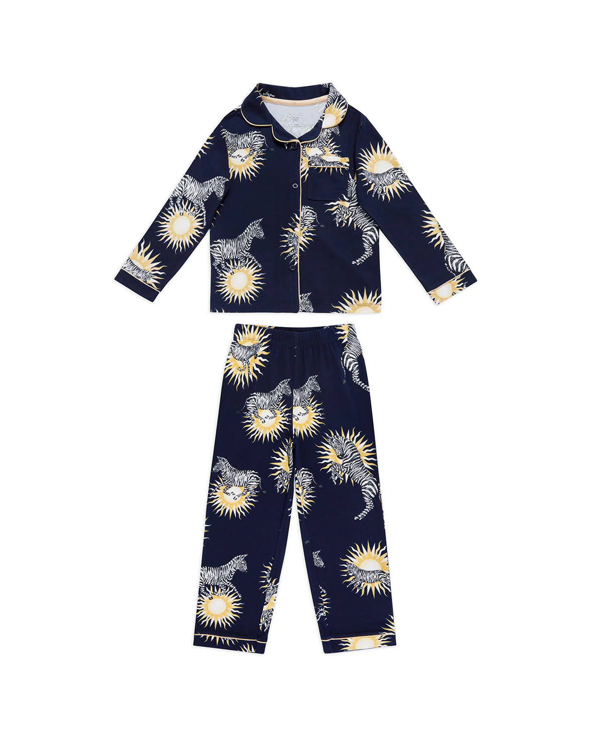 Kids Sunburst Zebra Print Long Pyjama Set | Chelsea Peers NYC