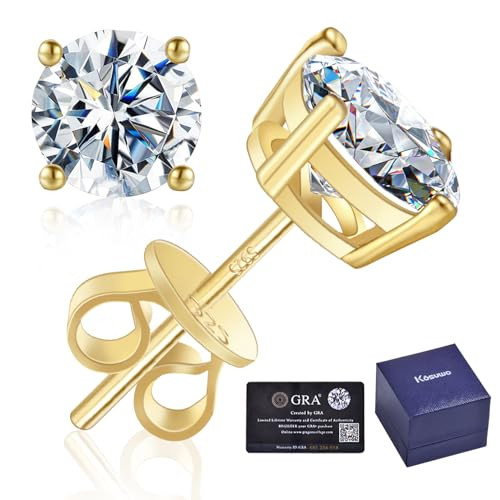 S925 Sterling Silver Moissanite Stud Earrings- 2.0CT D Color Wedding Earrings Earrings,14K Gold P... | Amazon (US)