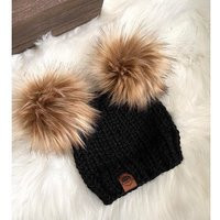 Adult Double Pom Beanie, Custom Space Buns Mommy & Me Accessories, Knit Hat, Winter Hat With | Etsy (US)