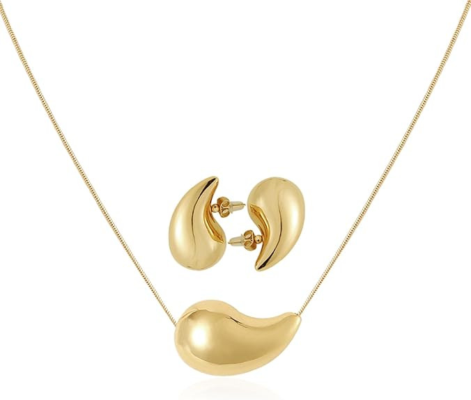 Teardrop Necklace for Women Girls Water Drop Pendant Necklace Minimalist Trendy Jewelry Valentine... | Amazon (US)