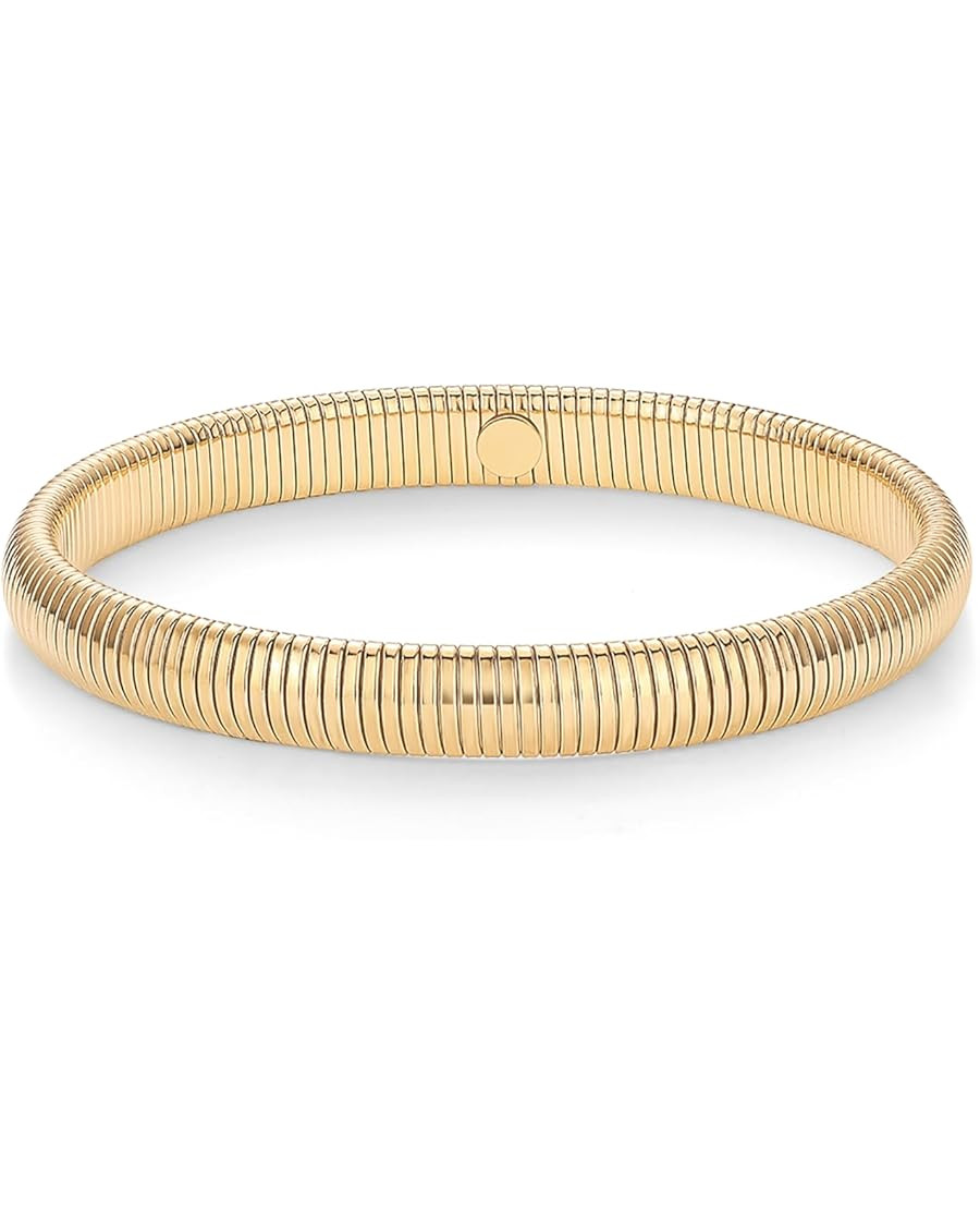 PAVOI Stainless Steel 14K Gold Plated Waterproof Flexible Stretch Chunky Bangle for Women | Cobra... | Amazon (US)