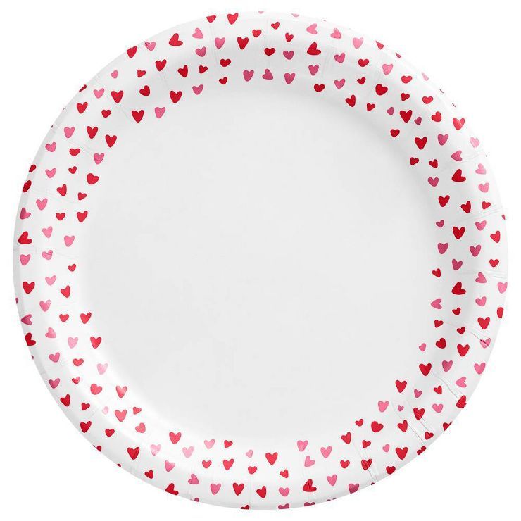 30ct 8.5" Valentines Confetti Mini Hearts Dinner Plates - Spritz™ | Target