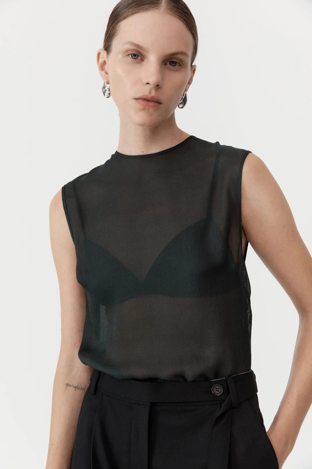 Sheer Silk Gauze Top - Soot | St. Agni (US, UK, EU)