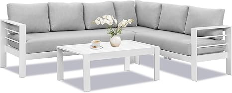 Wisteria Lane Patio Furniture Set, Outdoor Aluminum Sectional Sofa Couch with Coffe Table, All-We... | Amazon (US)