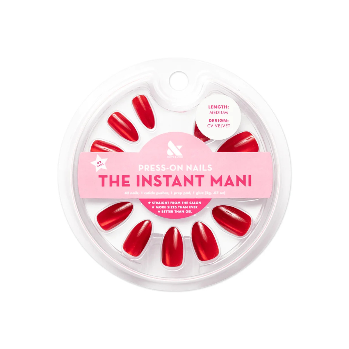 Olive & June Instant Mani Almond Medium Press-On Nails, CV Velvet, 42 Pieces | Walmart (US)
