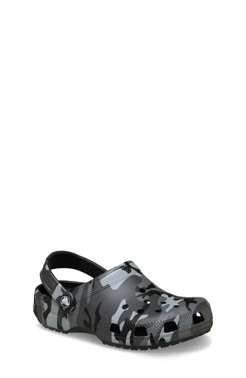 CROCS Kids' Classic Camo Clog in Black Slate Grey at Nordstrom, Size 10 | Nordstrom