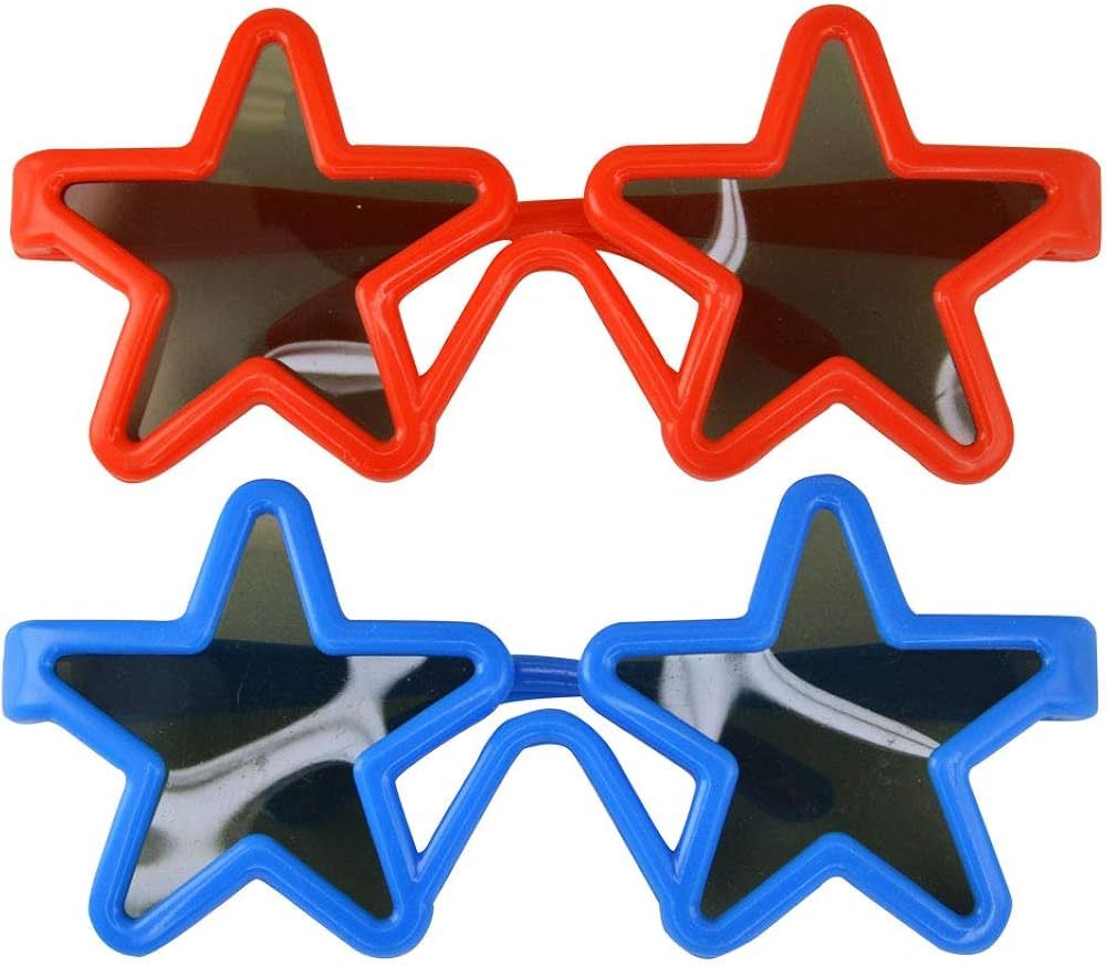 Kipp Brothers Red and Blue Star Shaped Patriotic Sunglasses - Pack of 12 | Amazon (US)
